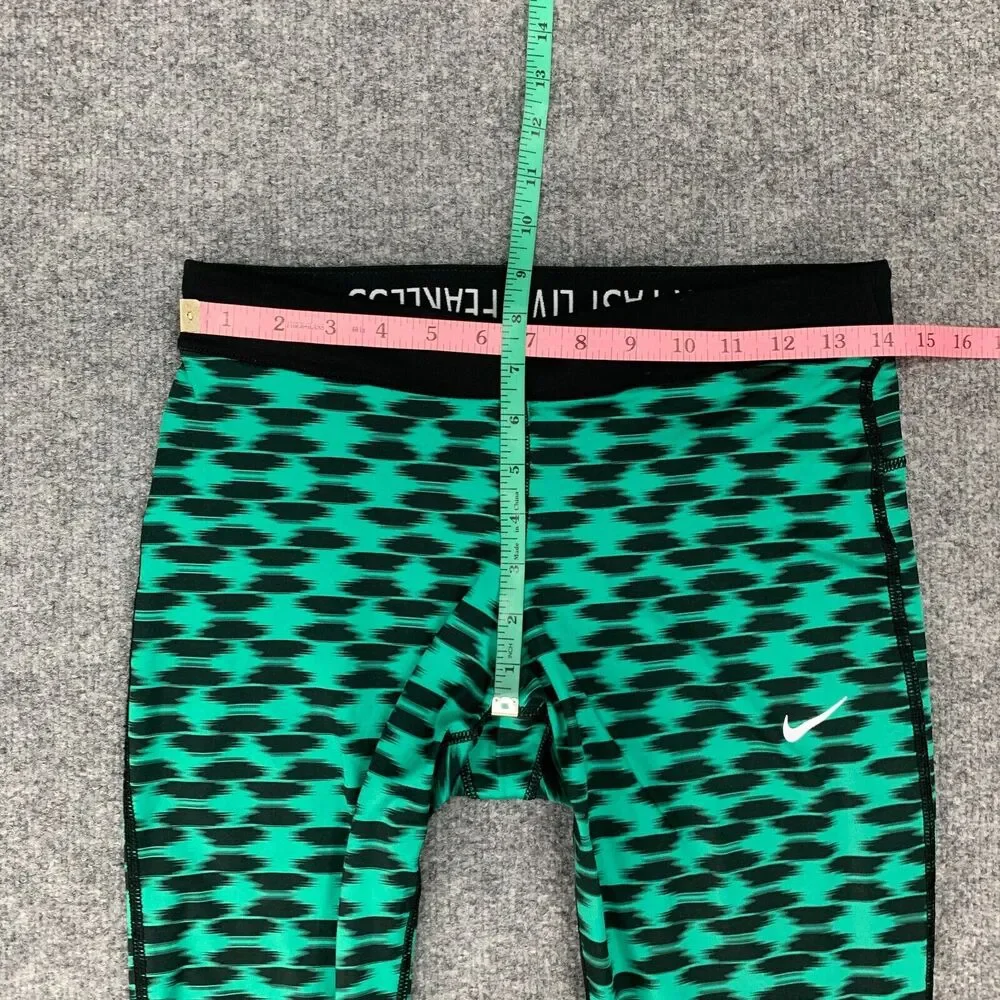 Nike Relay Printed Cropped Legging Women M Green Stretch Dri Fit Drawstring Pant